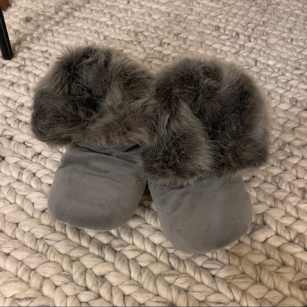 Restoration Hardware Faux Fuzzy Booties Slippers